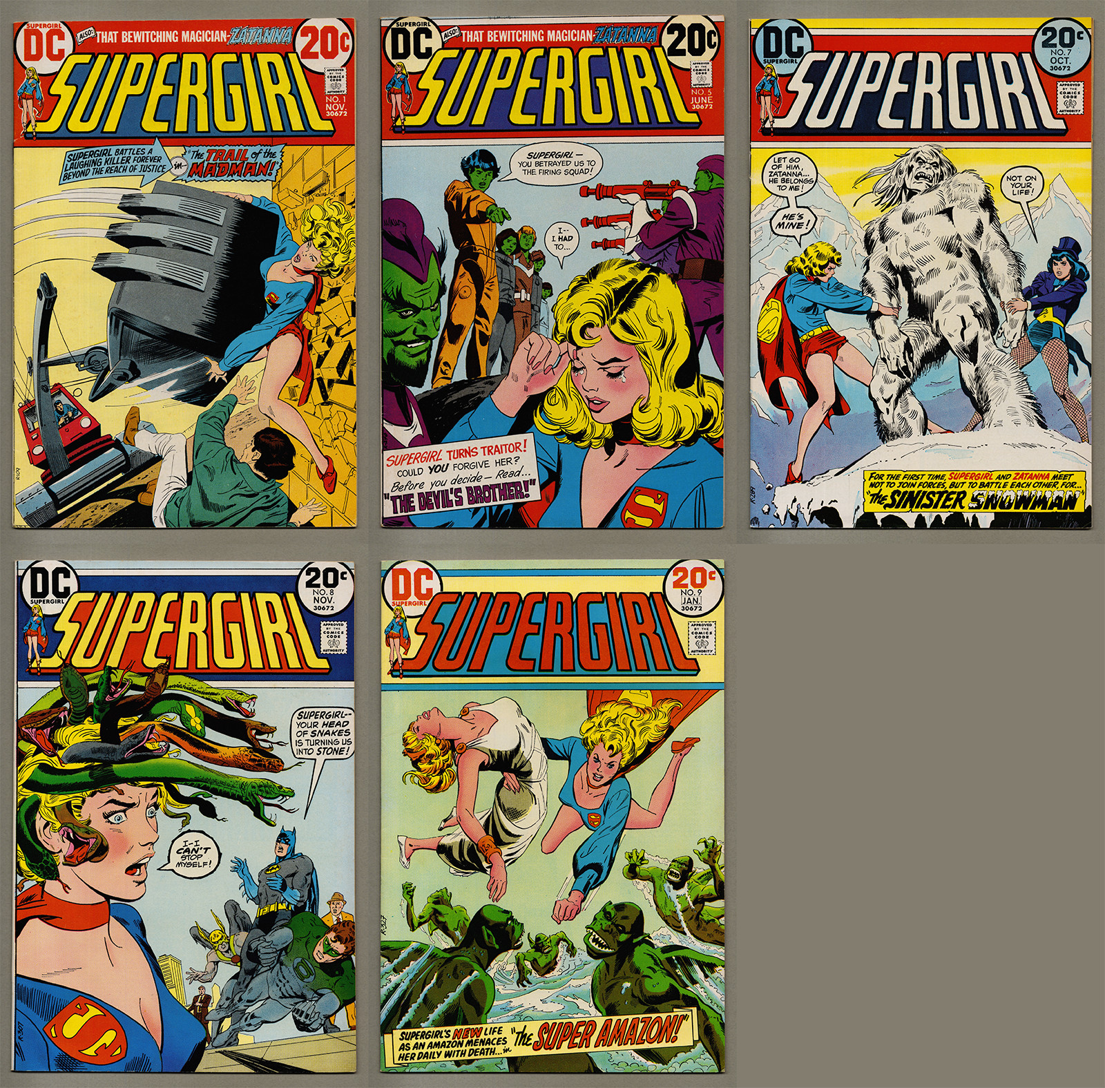 SUPERGIRL 1972 LOT 5 COMICS #1 #5 #7 #8 #9