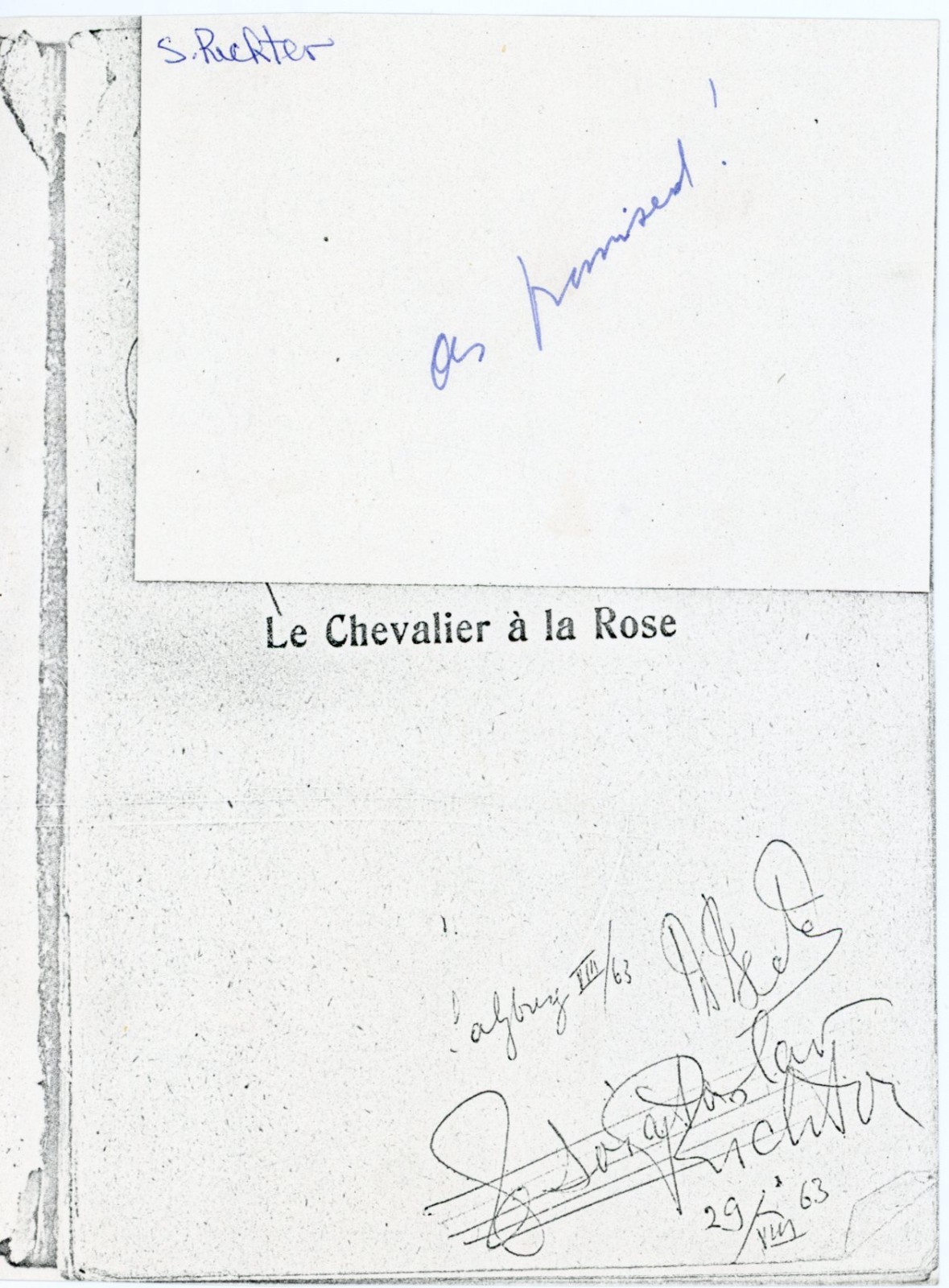 Sviatoslav Teofilovich Richter – Signed Page (Soviet/Russian Classical Pianist)