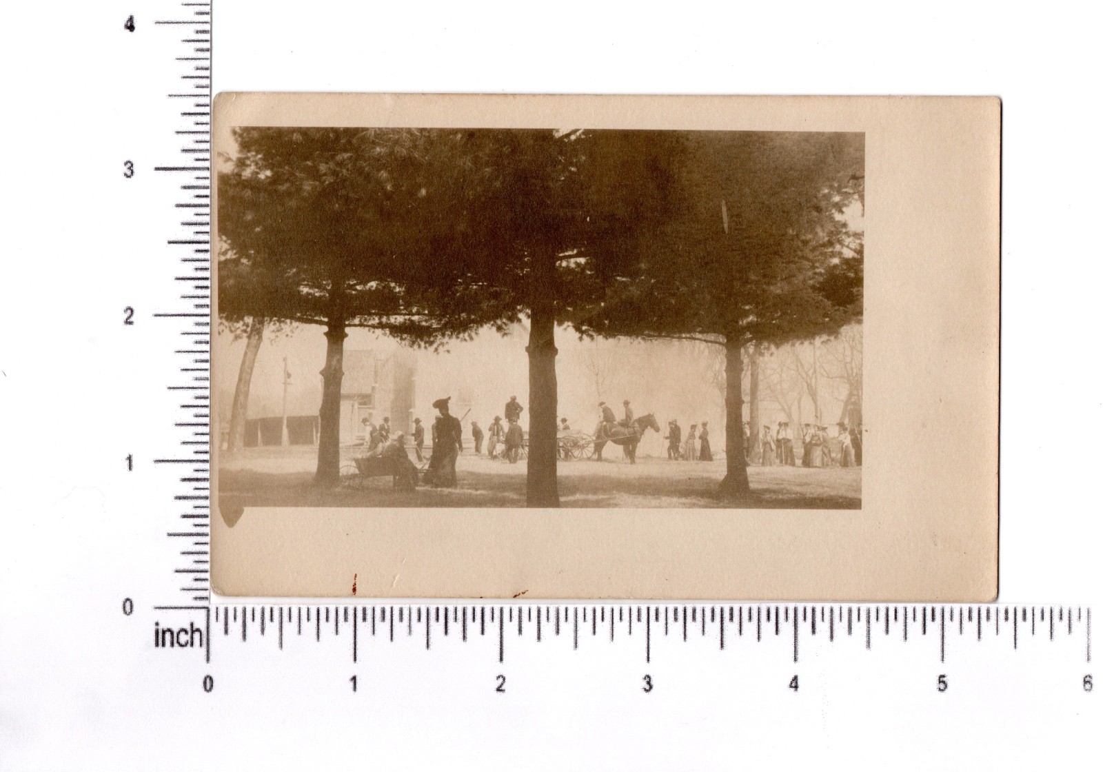 Gathering of People Community Horse Drawn Wagon Photo Postcard RPPC Unposted