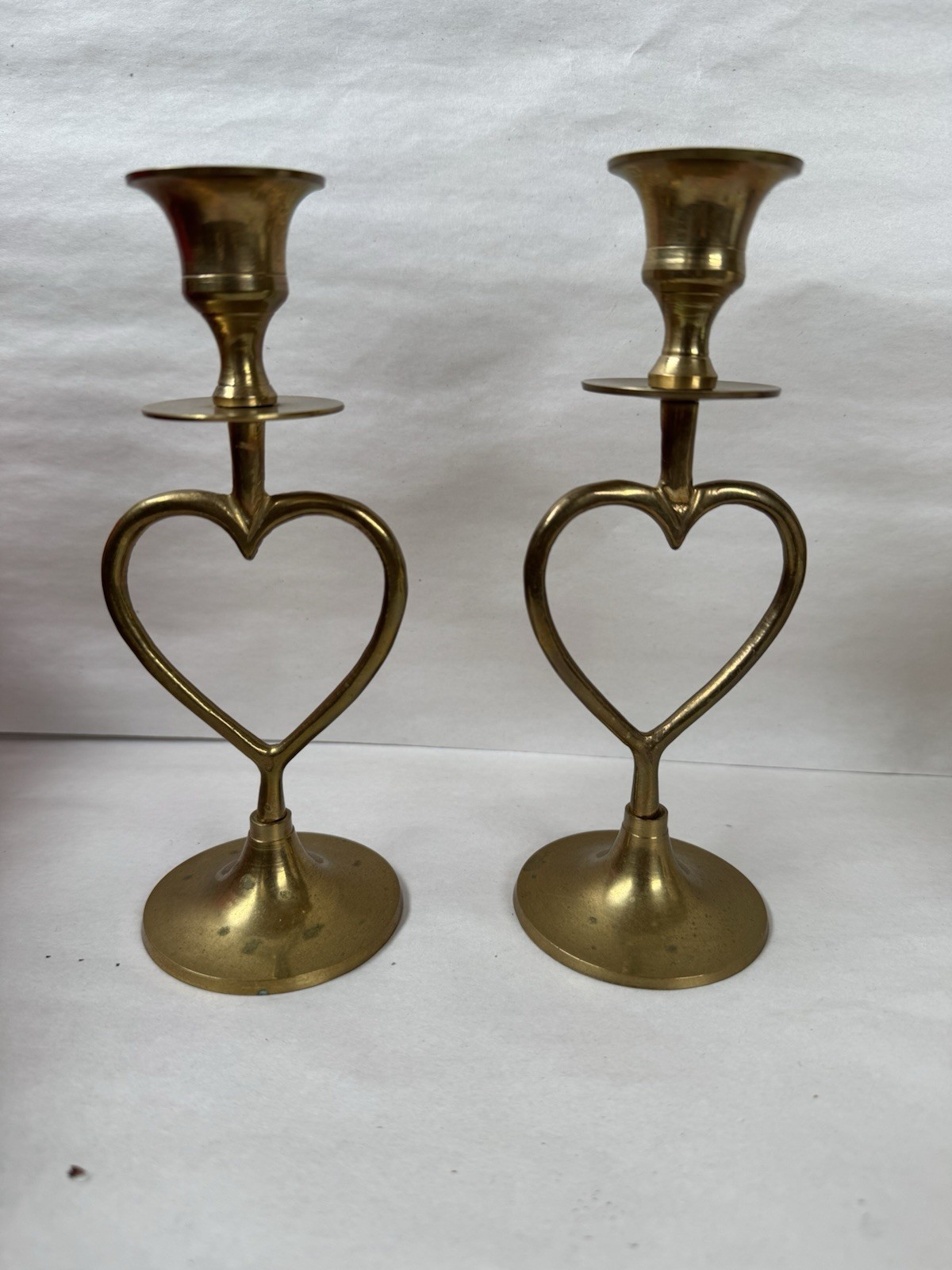 Vintage Brass Heart Handle Candle Holders Cottagecore Grandmacore Decor