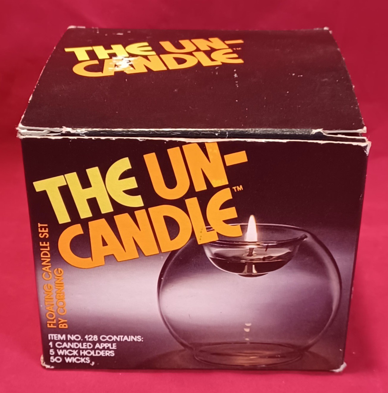 Vtg 1970s THE UN-CANDLE Apple # 128 Pyrex Brand Corning Glass Works Oil Lamp -M