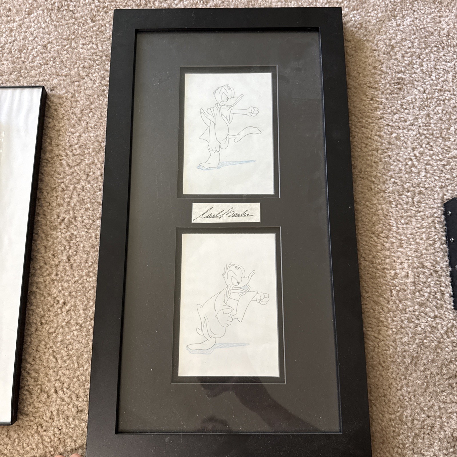 Disney Donald Duck Animation Color Pencil Drawings Lot Carl Barks Framed
