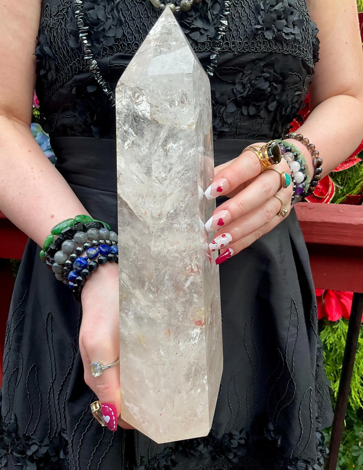 Ultra Clear Quartz Crystal Generator ~ Large 8 lb. 6 oz. ~ 11 1/2″ Tall ~ Silve