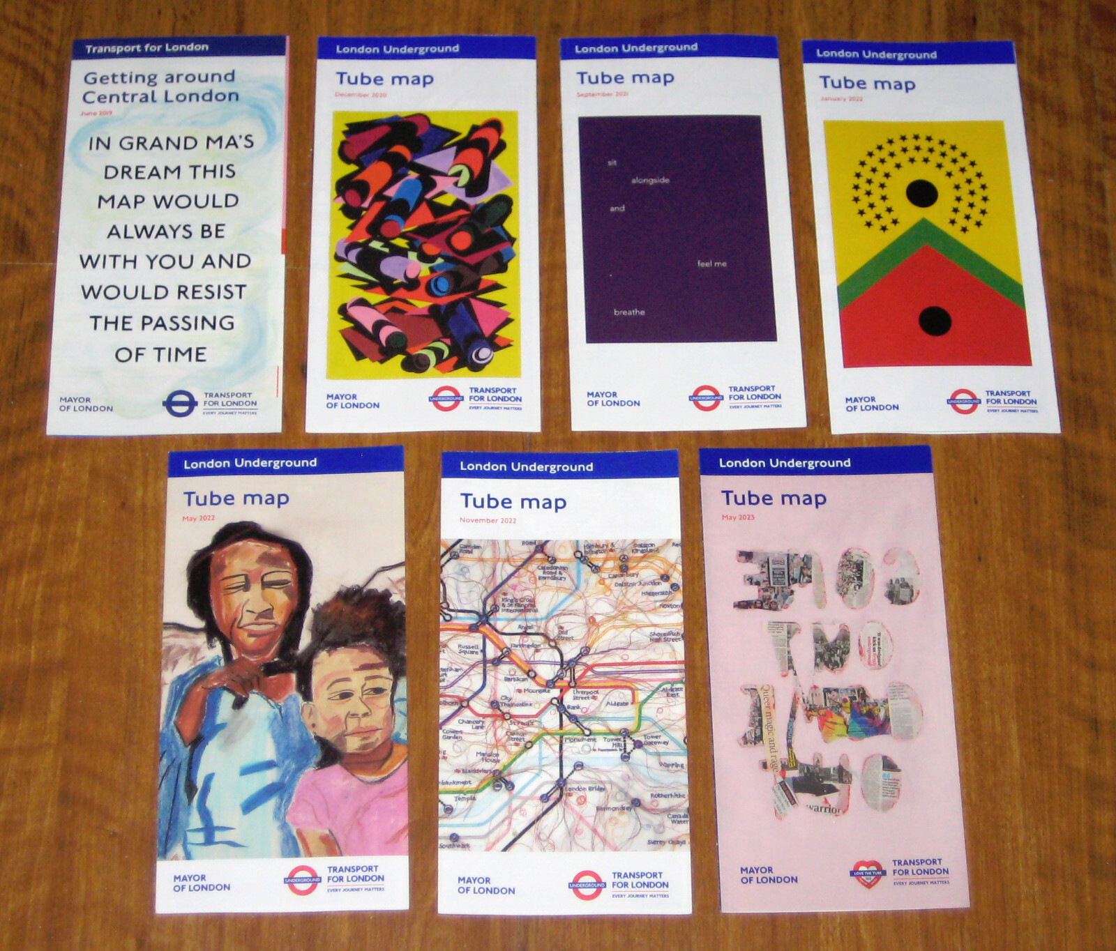 London Underground Tube Subway Maps – 7 MAP LOT – England United Kingdom – NEW –