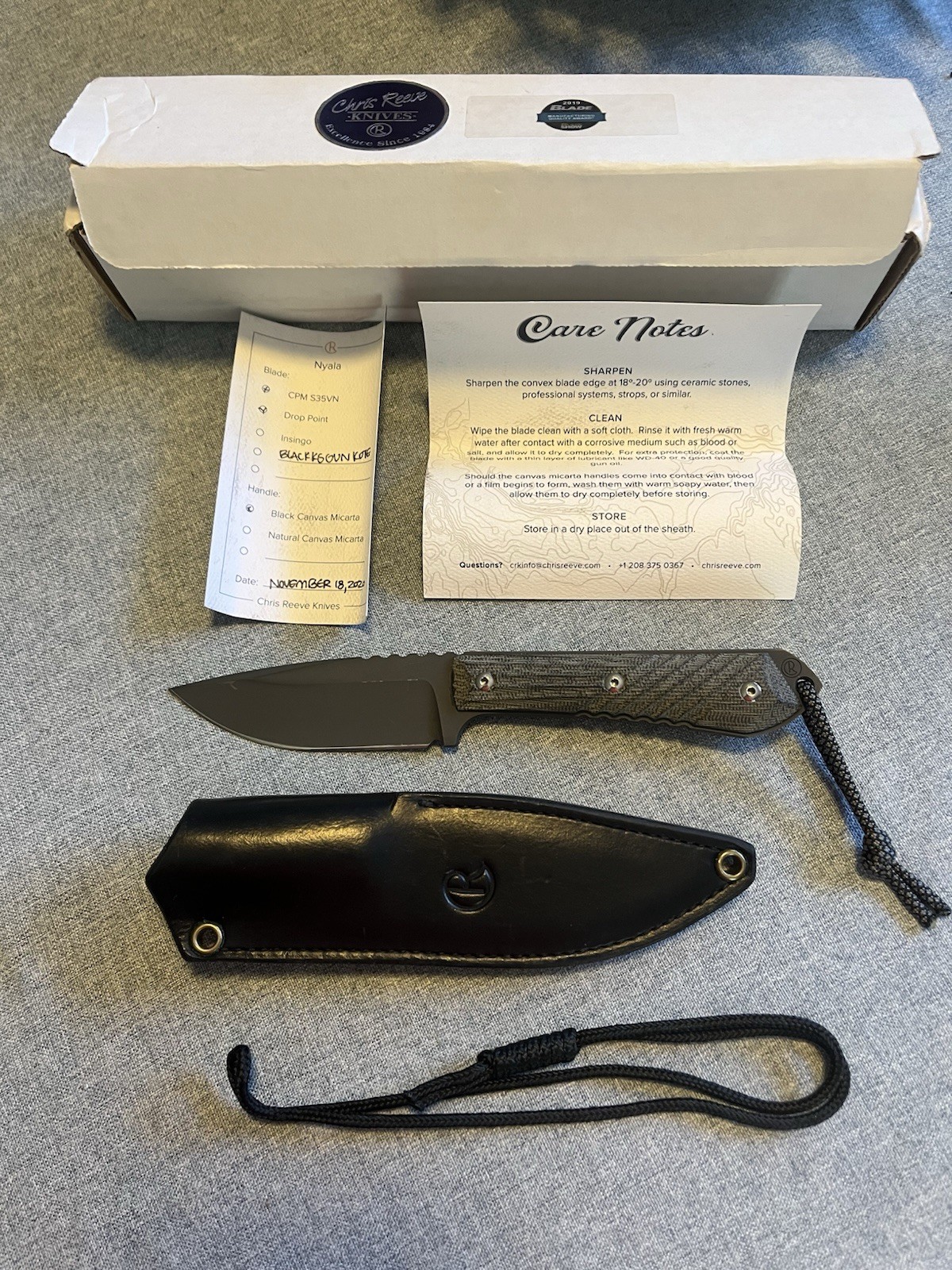 Rare Chris Reeves Knives Drop Point Nyala Final Edition Black Gun Kote Knife