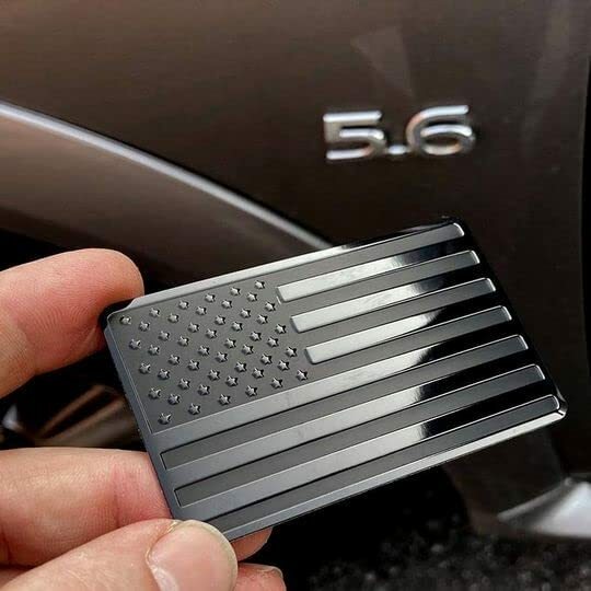 3″x 2″ USA Black Metal Flag Emblem for Cars (Black, 1pcs)