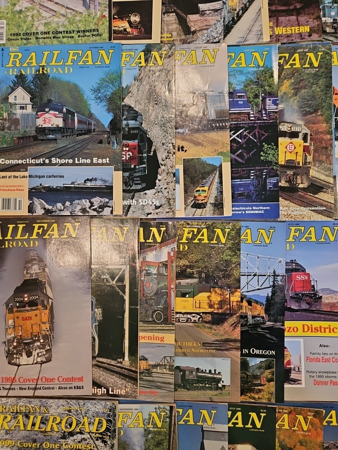 Railfan & Railroad Magazine Lot Of 50 1990-1999 No Duplicates