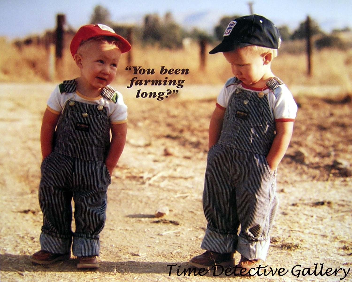 You Been Farming Long? Boys in Overalls – Farm Photo Print