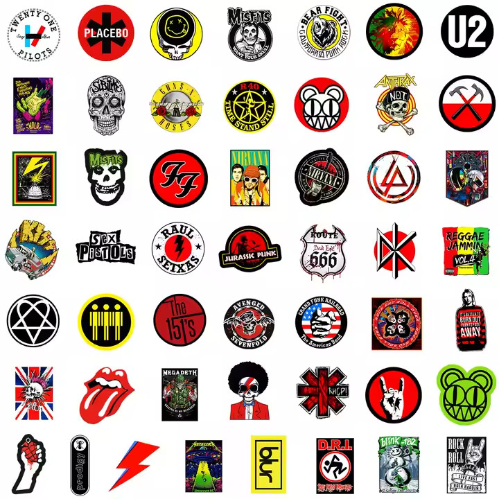 Sticker Set Decal 100 Pieces Stickerbomb Rock Band Punk Heavy Metal Music