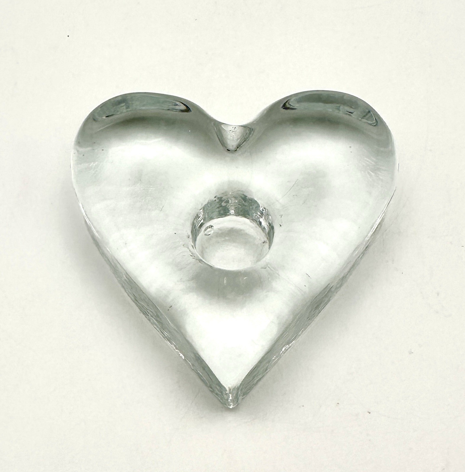Vintage Blenko Heart Shaped Glass Candle Holder Paperweight
