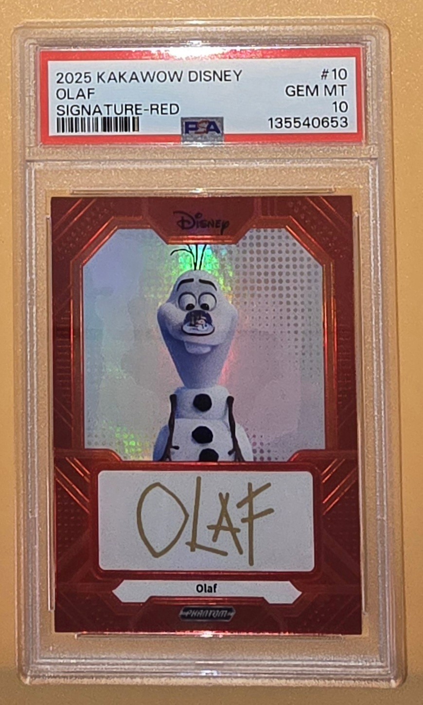 Olaf from Frozen PSA 10 Low Pop 1 Signature Red #d 2025 Kakawow Disney Phantom