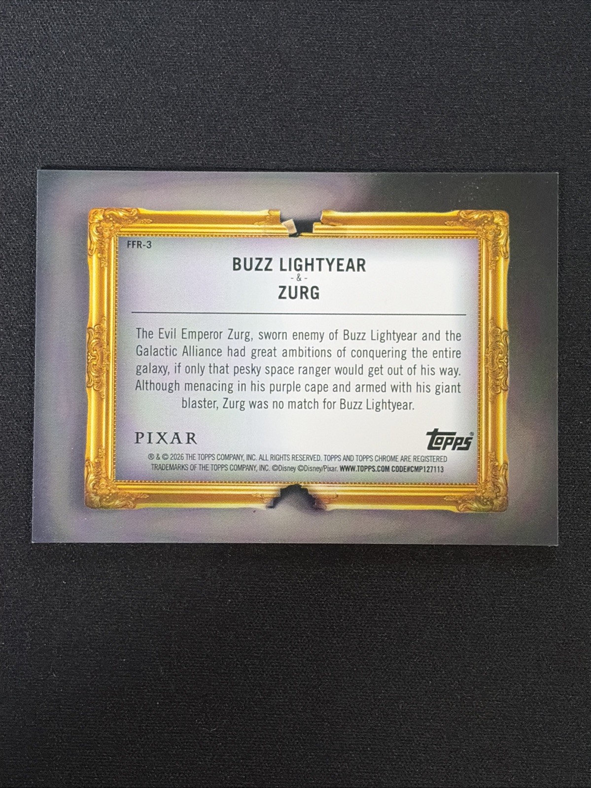 2026 Topps Disney Neon BUZZ LIGHTYEAR & ZURG family 1st Rivals Orange/25 – SSP