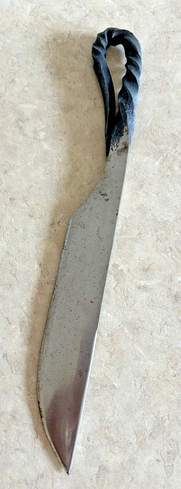Antique Twisted Hand Forged Railroad Spike Knife Branded „Lion of Judah“
