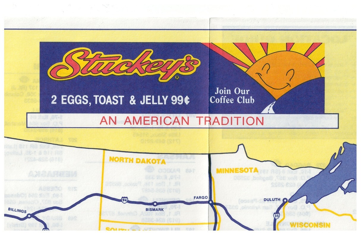 Vintage Map of Stuckey’s Location Guide Travel Brochure Restaurants Listings