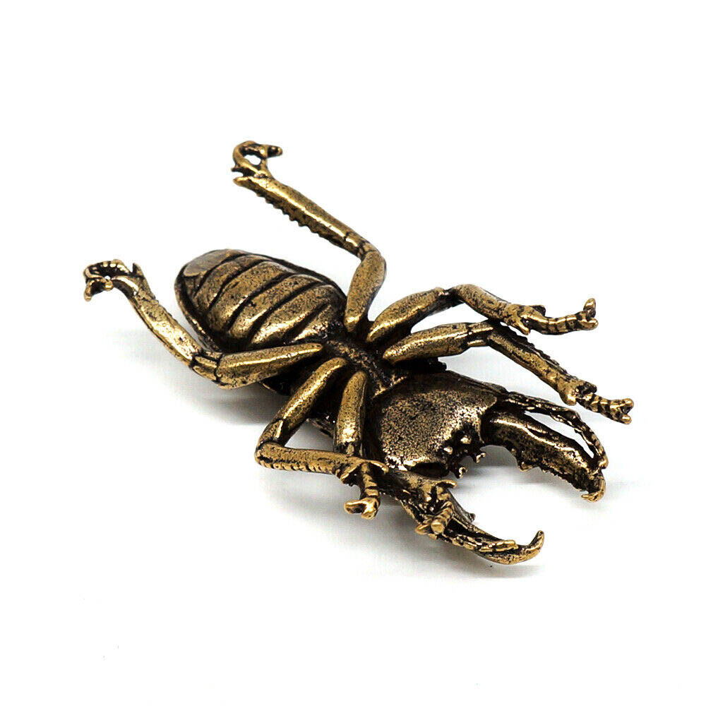 3Pcs Solid Brass Insect Figurine Beetle Statue Home Animal Decor Ornament USA