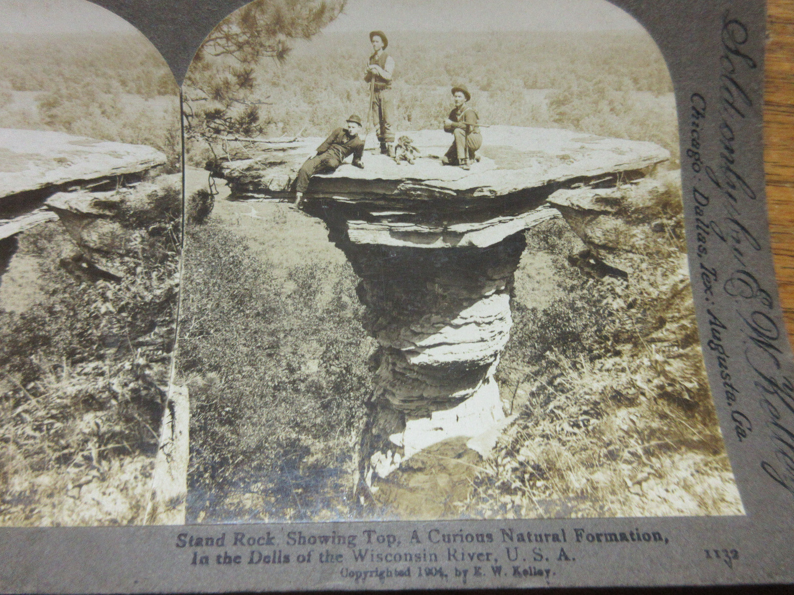 Stereoscope Stereo View Card Lumberjacks Woods Of Wisconsin+ DELLS and a Dog#13