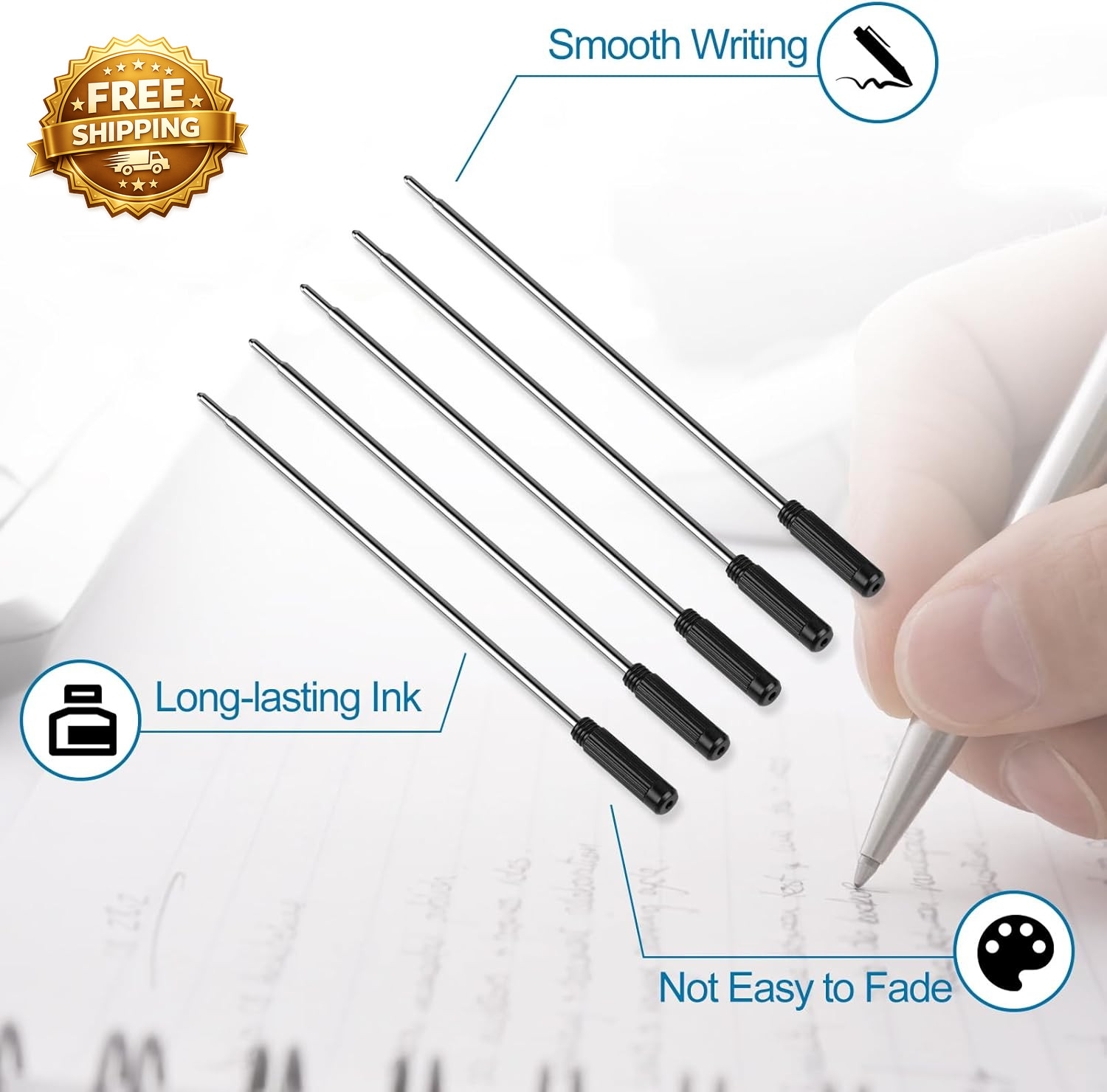 20 Pack Black Ballpoint Pen Refills 1mm Medium Tip for Twist Pens Replaceable US