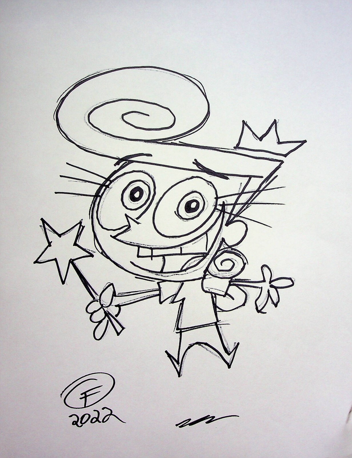 Fairly Odd Parents Hand Inked JOHN FOUNTAIN SIGNED Convention 8×11 Pin-up Art