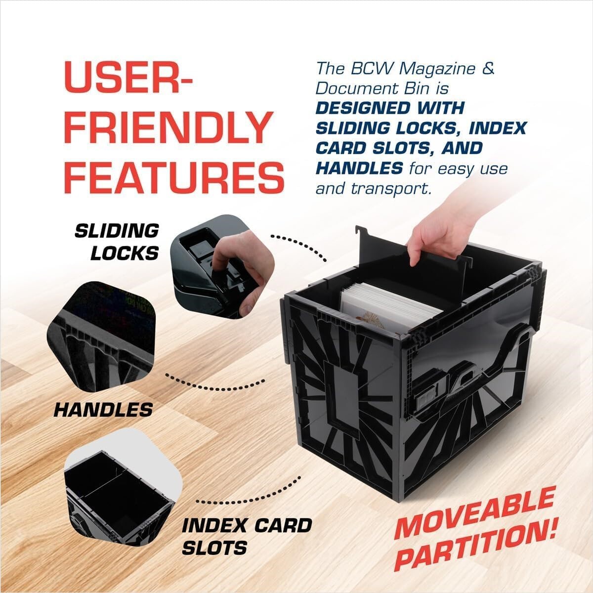 BCW Magazine Document Storage Plastic Bin Stackable Box Heavy Duty New
