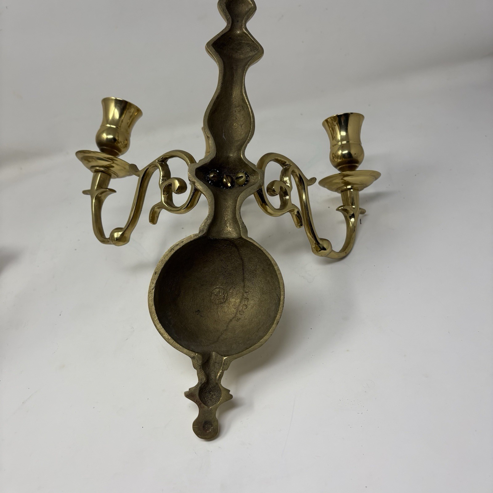 Vintage Brass Wall Candelabra 3 Arm Sconce Wall Mount Candle Holder 13″