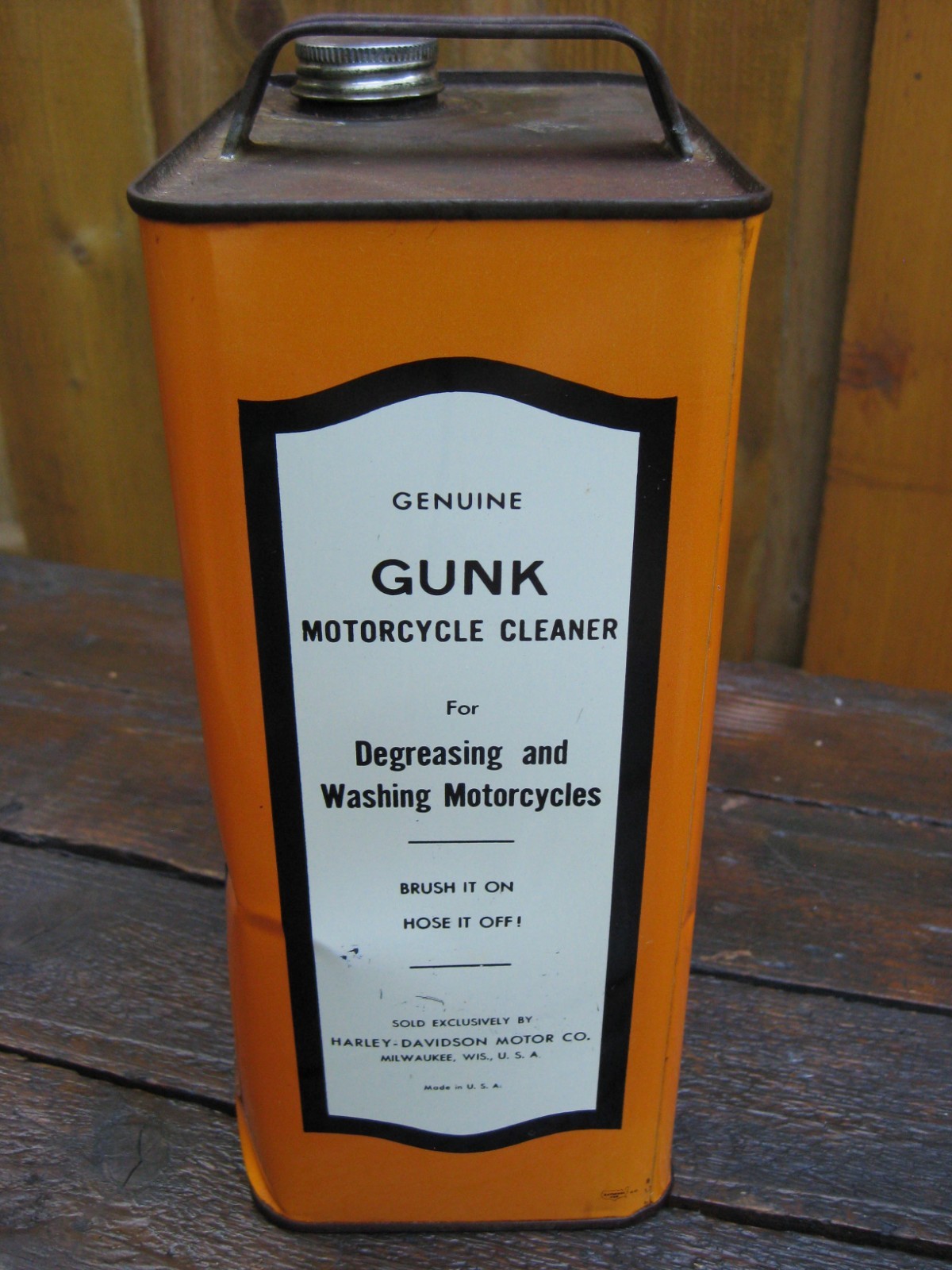 Rare Original Vintage 1 Gallon Harley-Davidson Motorcycle Gunk Cleaner Can Empty