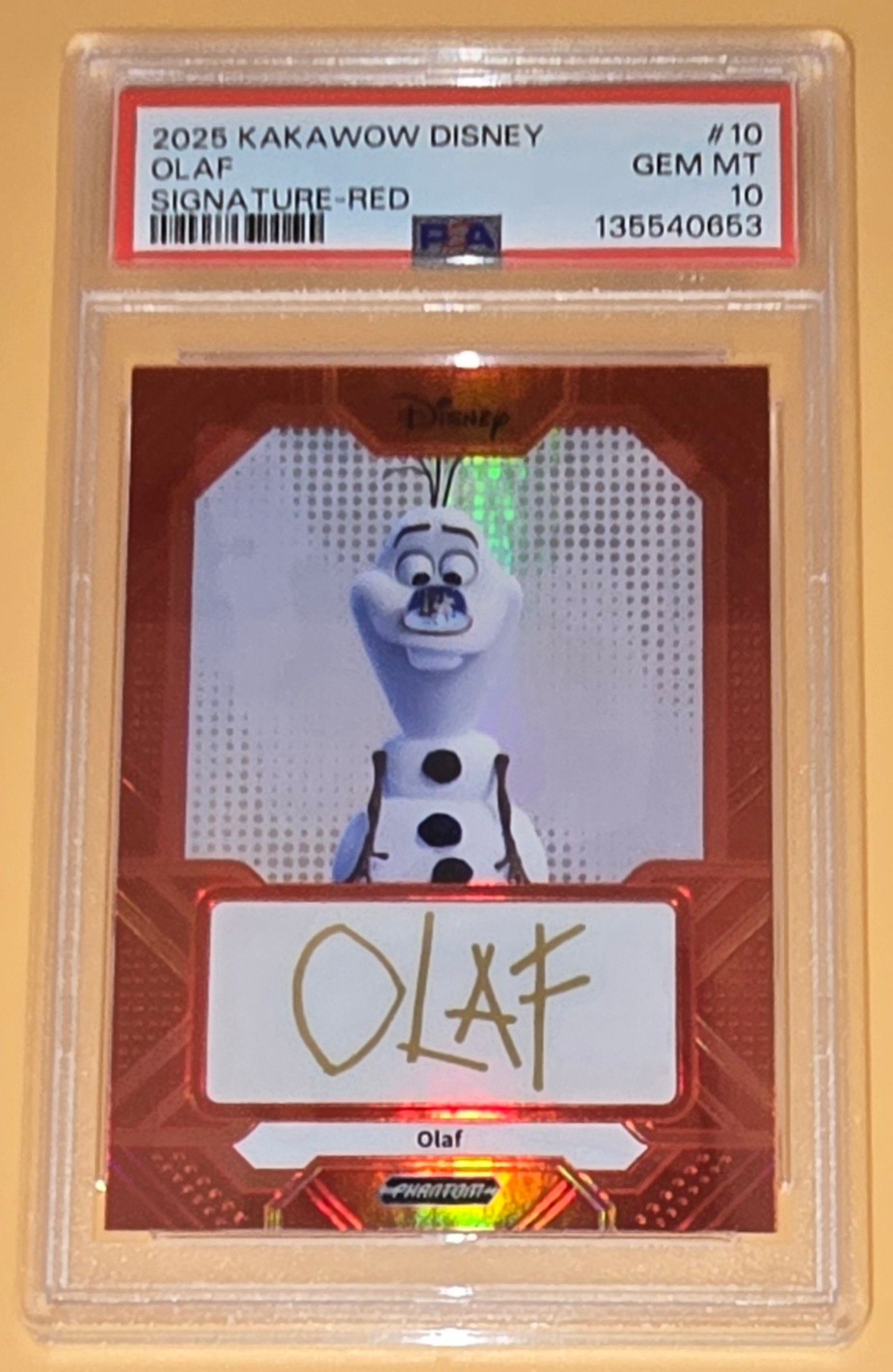 Olaf from Frozen PSA 10 Low Pop 1 Signature Red #d 2025 Kakawow Disney Phantom