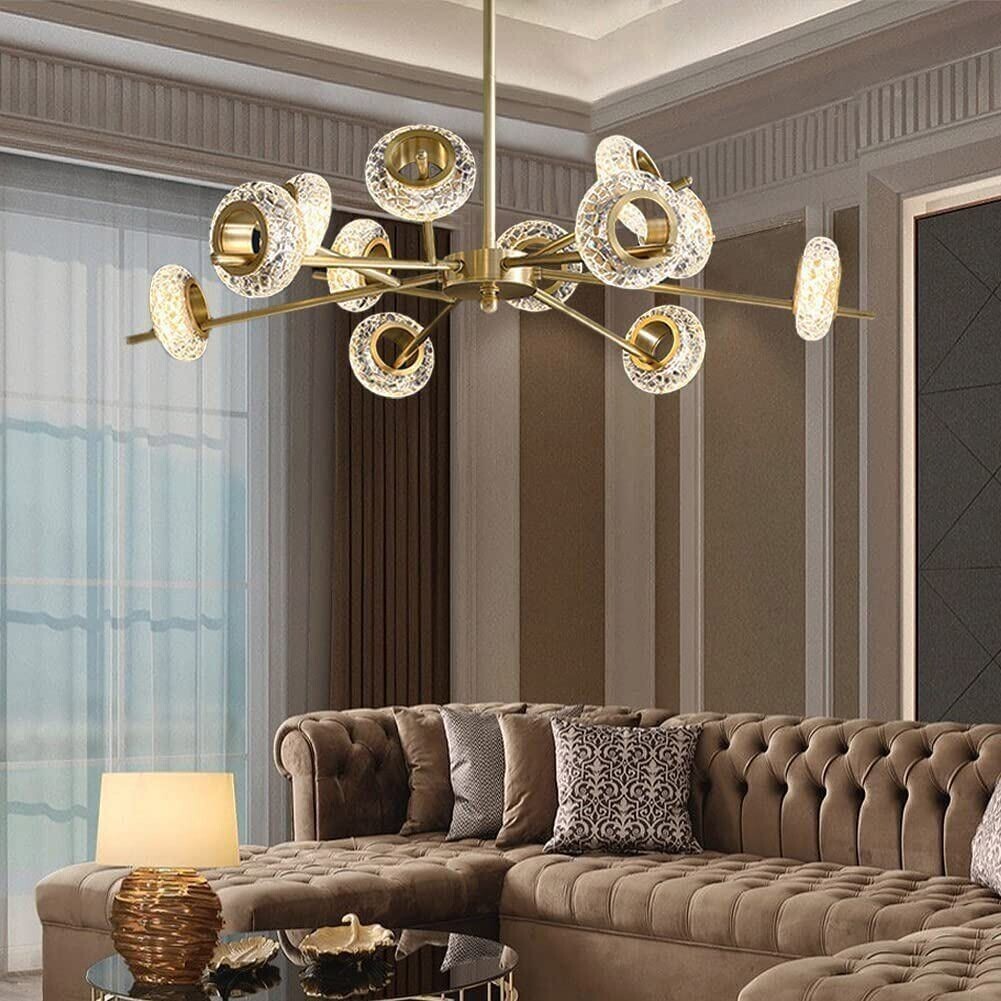 Modern Crystal Sputnik Chandelier, 12-Light LED Lighting Fixture, Pendant Lamps
