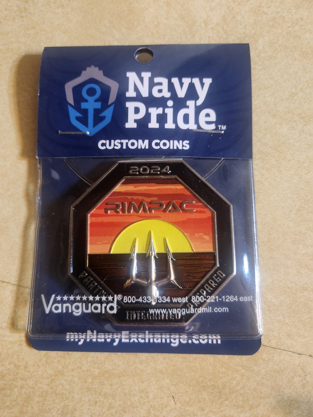 US Navy 2024 RIMPAC Challenge Coin. Pearl Harbor, „Navy Pride“ Vanguard CC -NEW