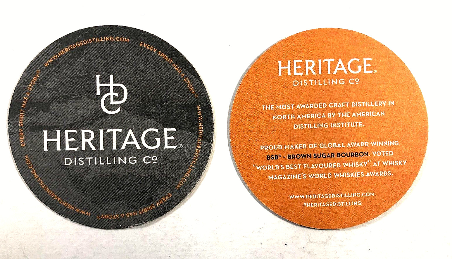 Beer Coaster ~ Heritage Distilling Co. ~ Gig Harbor WA. 2 sided FREE shipping
