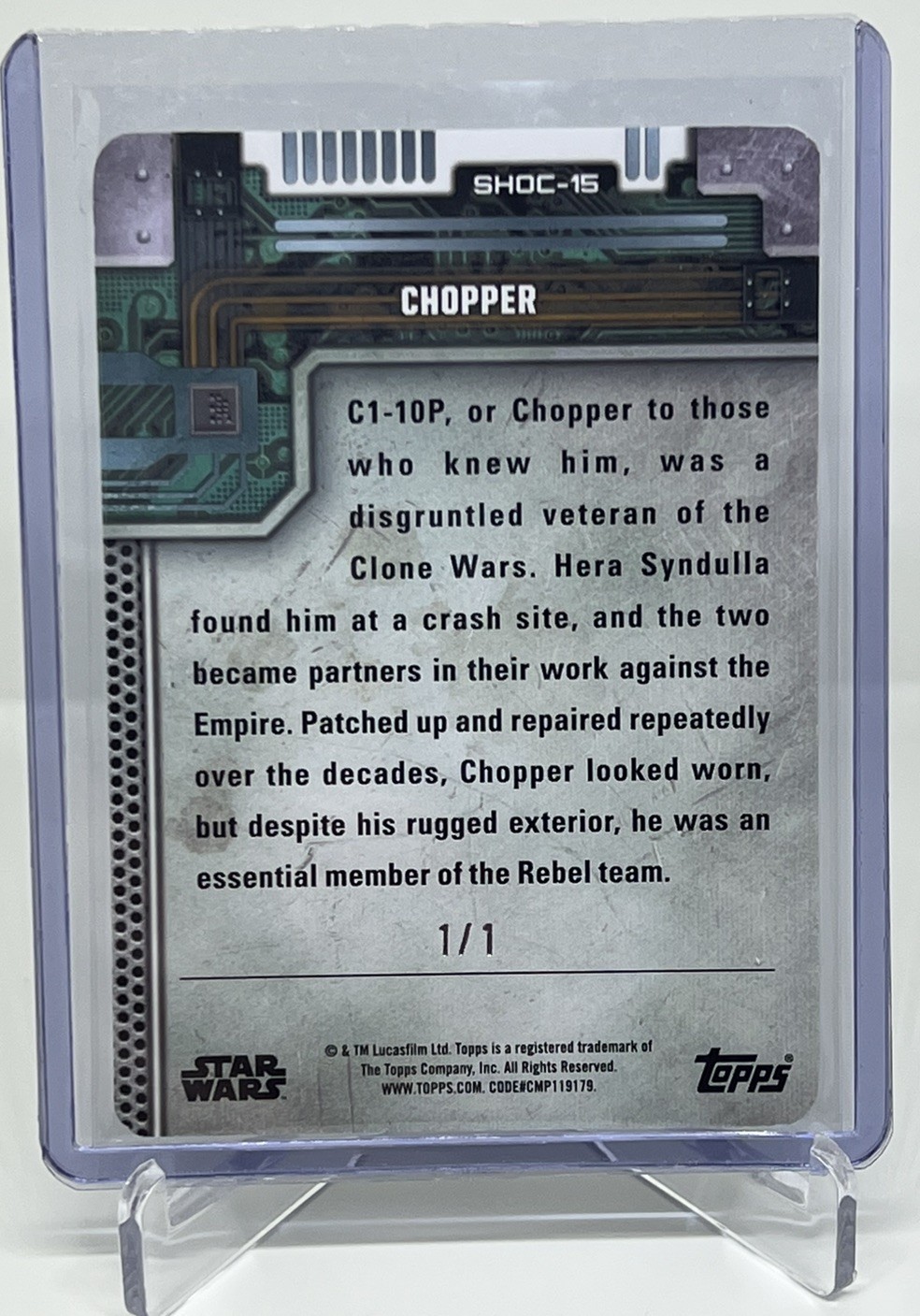 2025 Topps Star Wars Masterwork CHOPPER Printing Plate Yellow 1/1 SHOC-15