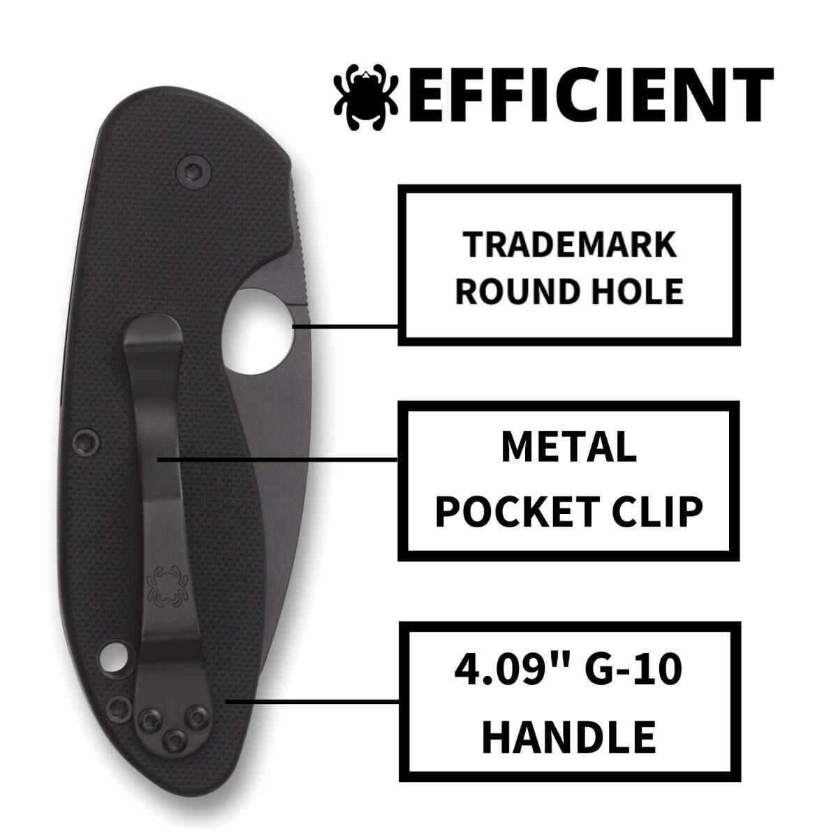 Spyderco Efficient Numbered, with 2.98″ Drop-Point Black Blade, C216GPSBBK
