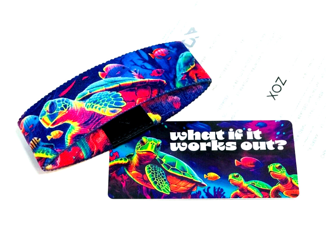 ZOX **WHAT IF IT WORKS OUT?** Silver Medium Wristband w/Card TURTLES