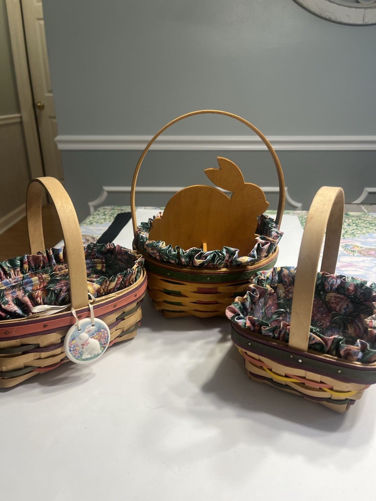 11pc Vtg Longaberger Easter Multi Color Woven Basket Combos 1997, 98 & 99