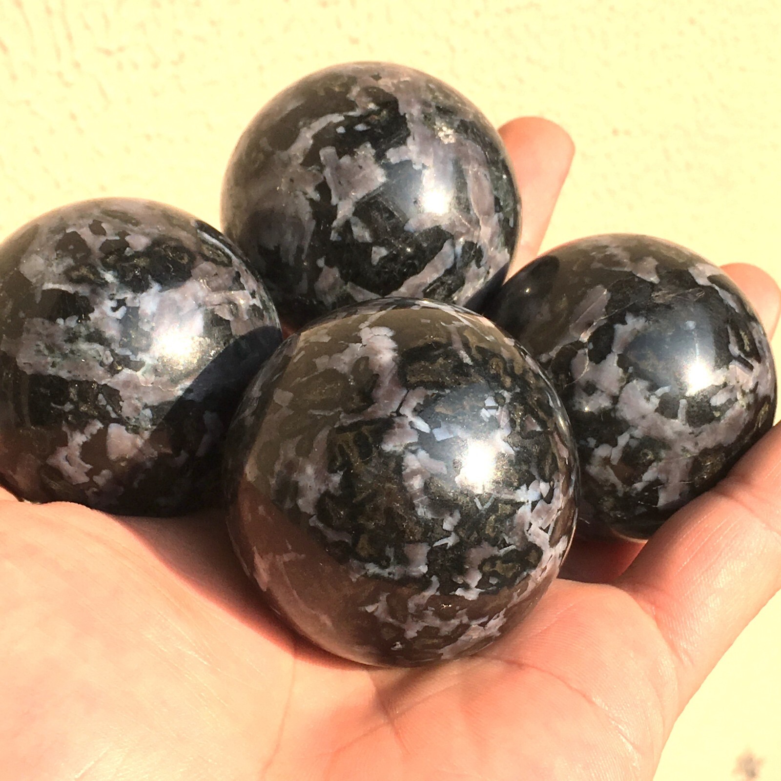 1pc Large Mystic Merlinite Indigo Gabbro Sphere Crystal Ball Chakra Healing Orb