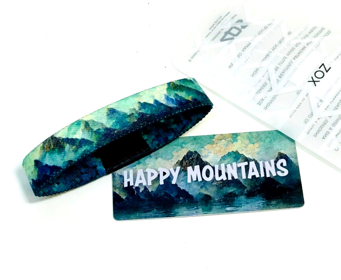 ZOX **HAPPY MOUNTAINS** Silver Single Large NIP Wristband w/Card