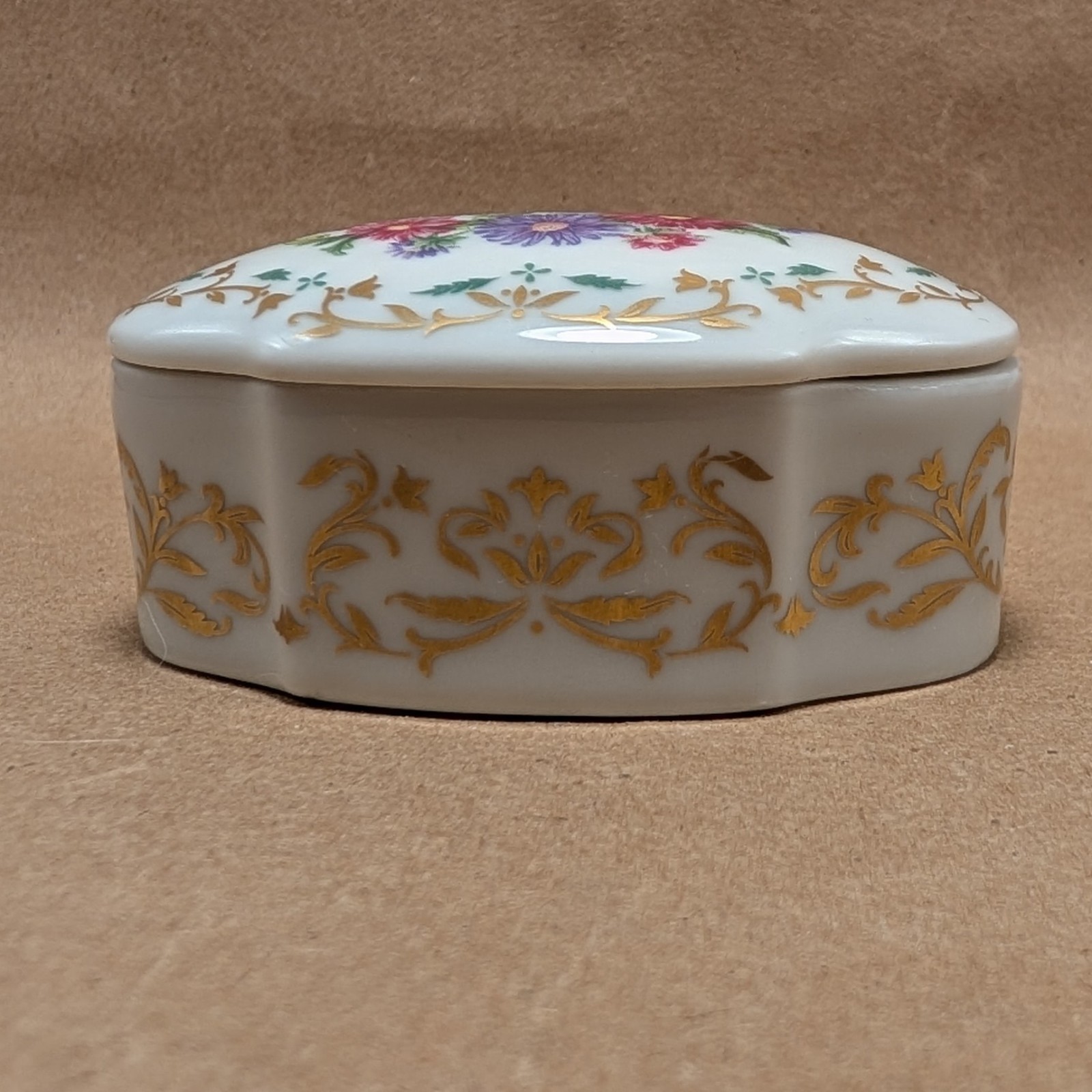 Limoges Porcelain Floral 24k Gilded Trinket Box Lot Tulip Marigold China Aster