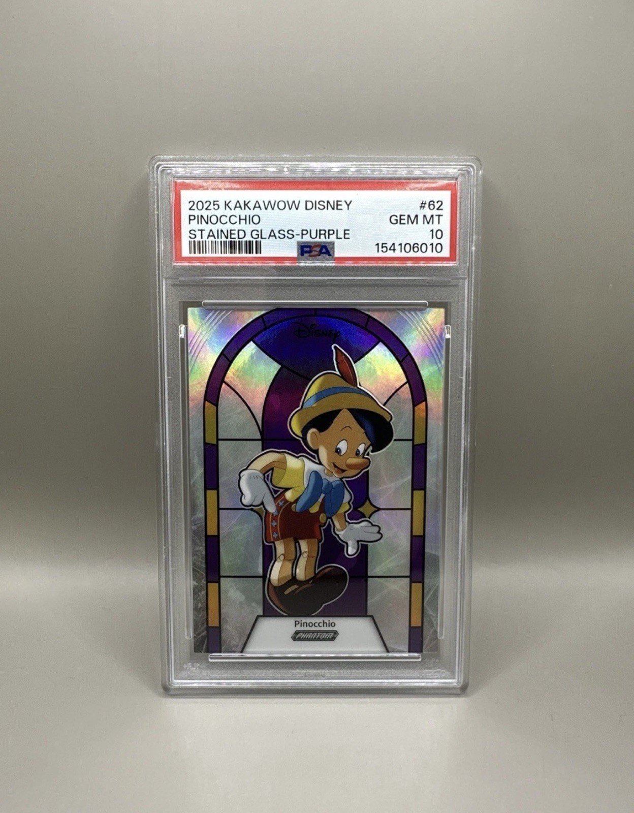 2025 Kakawow Phantom Disney Purple Glass Pinocchio /115. PSA 10