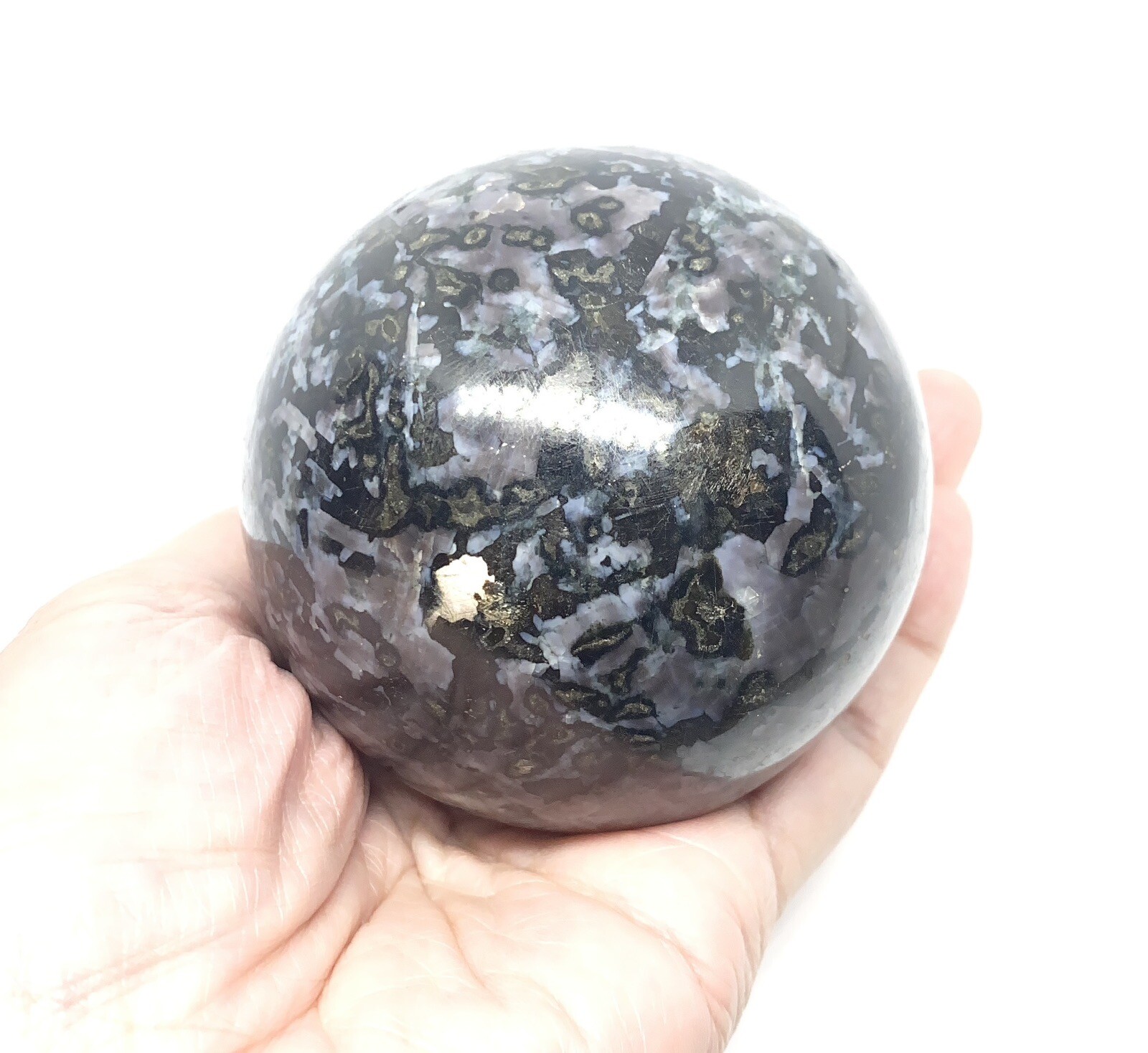 Indigo Gabbro (Mystic Merlinite) Sphere From Madagascar 1.45lbs 75mm