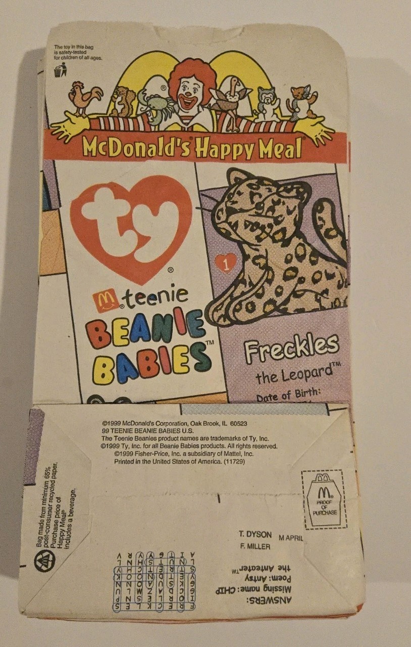 McDonald’s Happy Meal Ty Teenie Beanie Baby Bags 1999 Lot Of 46