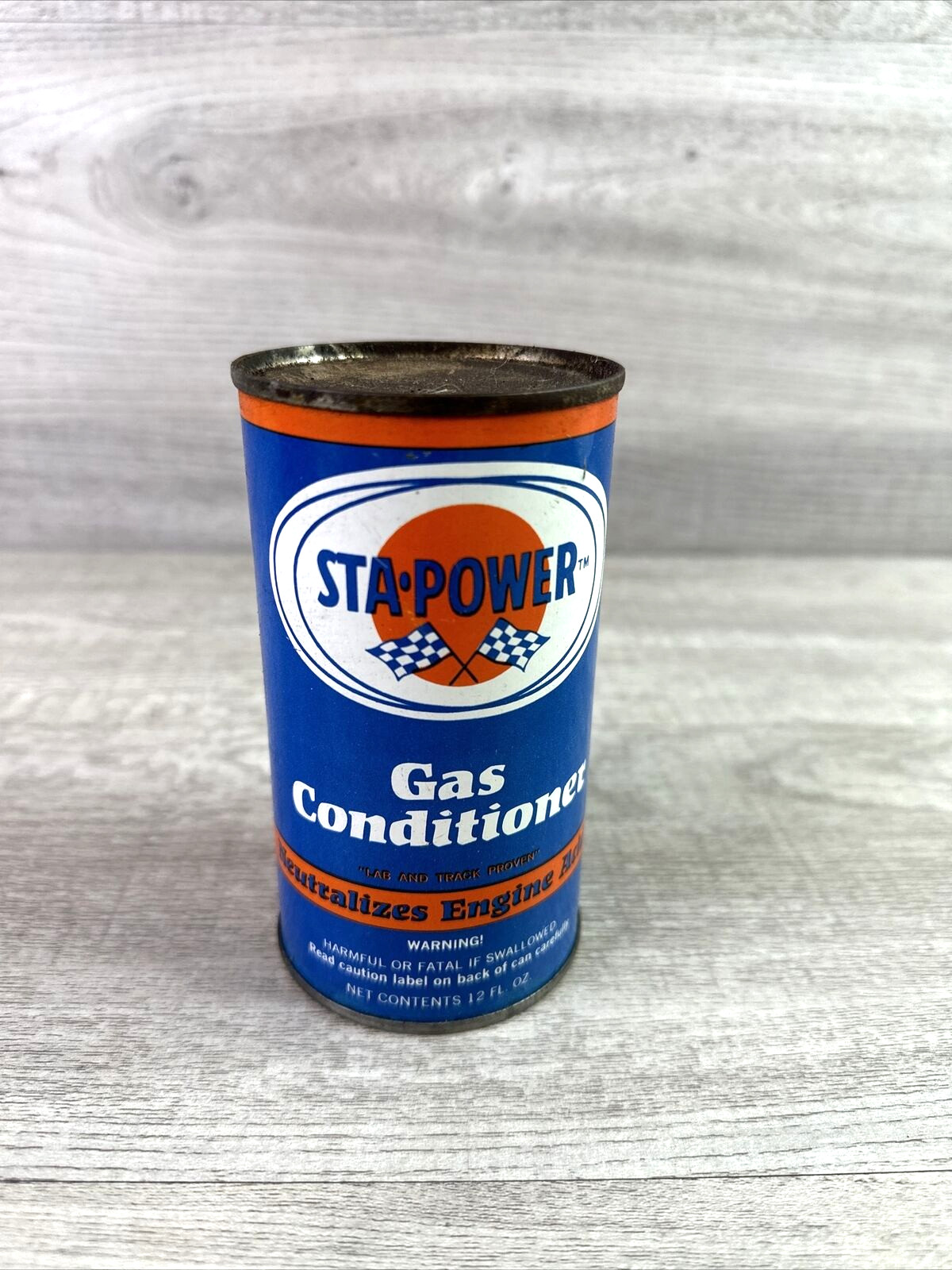 Vintage 1960-70s Sta Power Gas Conditioner 12 Oz Can Automobile Empty
