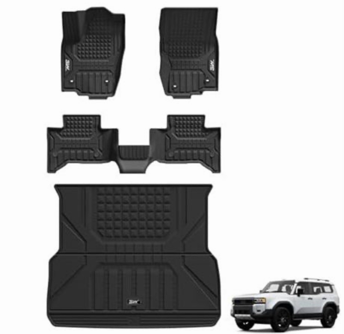 3W Floor Mats & Cargo Liner for 2024 2025 2026 Toyota Land Cruiser Prado, TPE