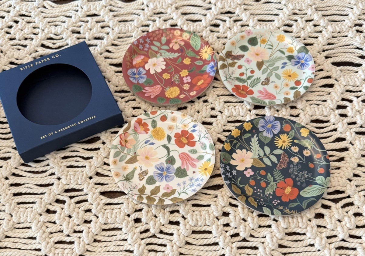 Rifle Paper Co. Floral Coaster Set – Set Of 4 – New In Box