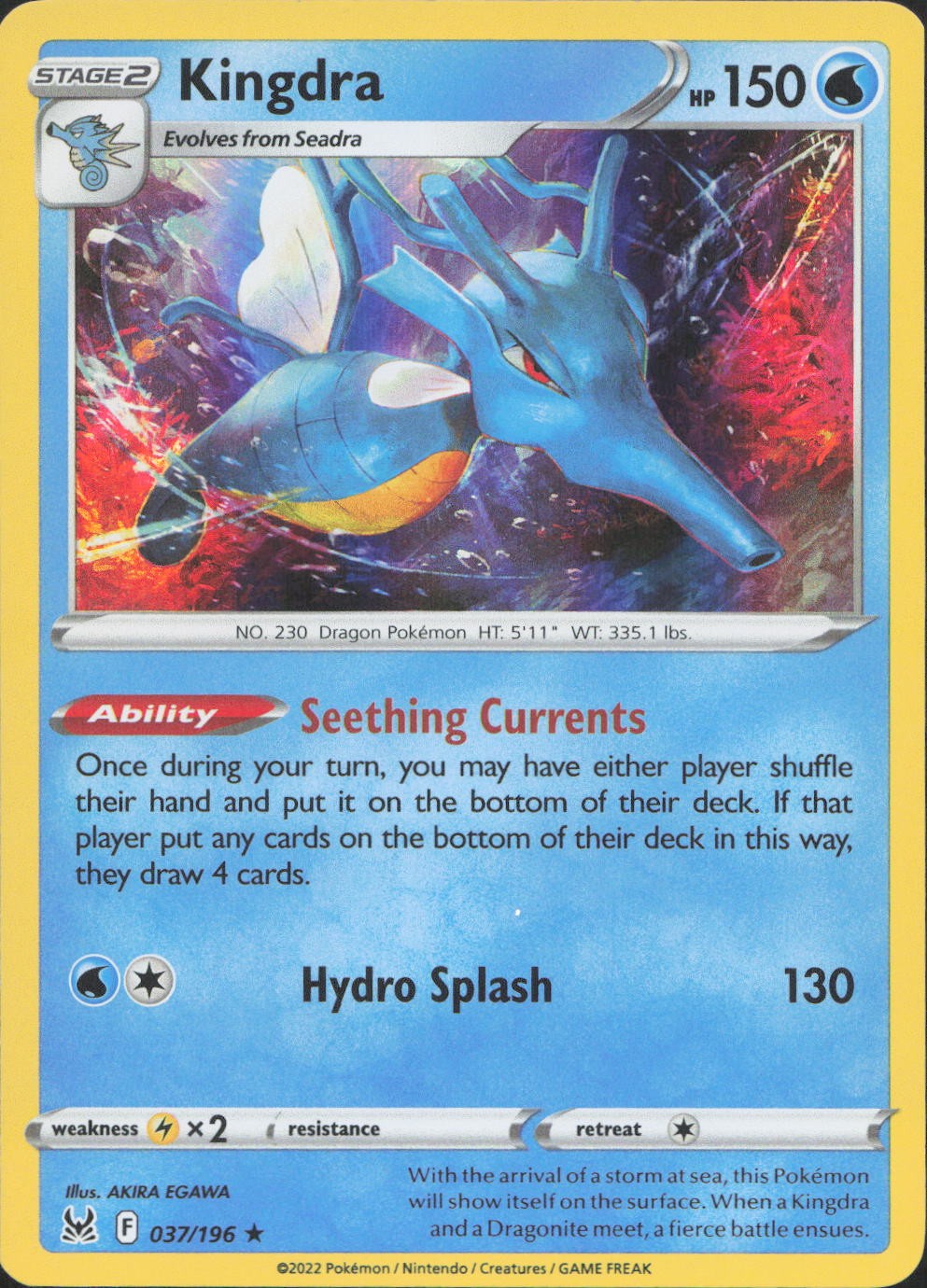 Kingdra 037/196 Holo Rare Lost Origin Pokemon Near Mint