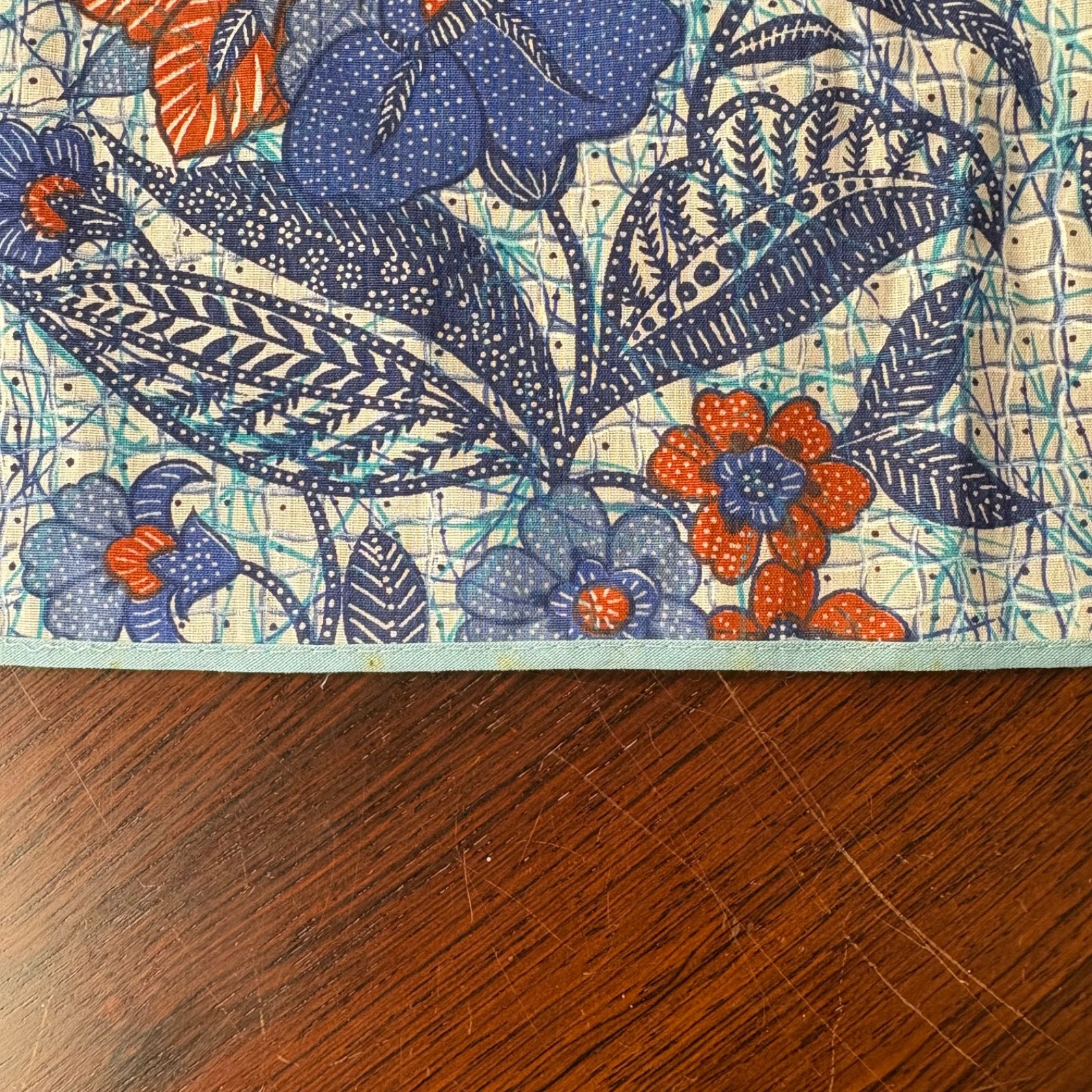 Vtg Fruit Of The Loom Bib Tie Back Easy Care Apron Blue Floral Pockets NOS READ