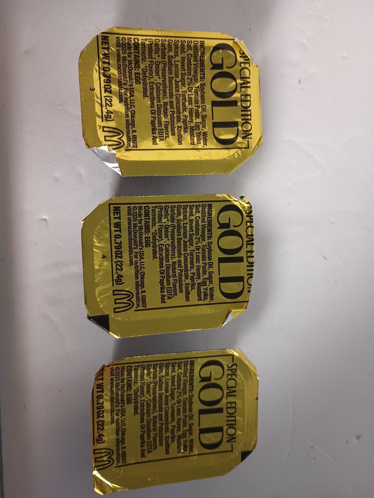 McDonald’s Special Edition Gold Sauce Lot of 3 Nomostang Deals