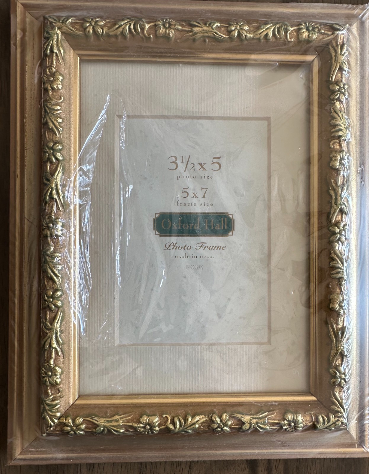 Vintage Gold Floral Ornate Wood Photo Frame 9.5” x 7.5” NEW