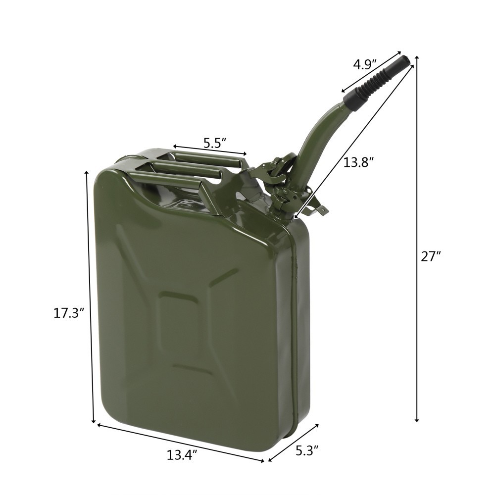 20L Portable Fuel Storage Can, Army Green Petrol Diesel Container with Spout
