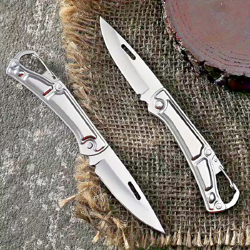 (2) Stainless Steel Silver Keychain Pocket Knife Folding Sharp Outdoor Camping