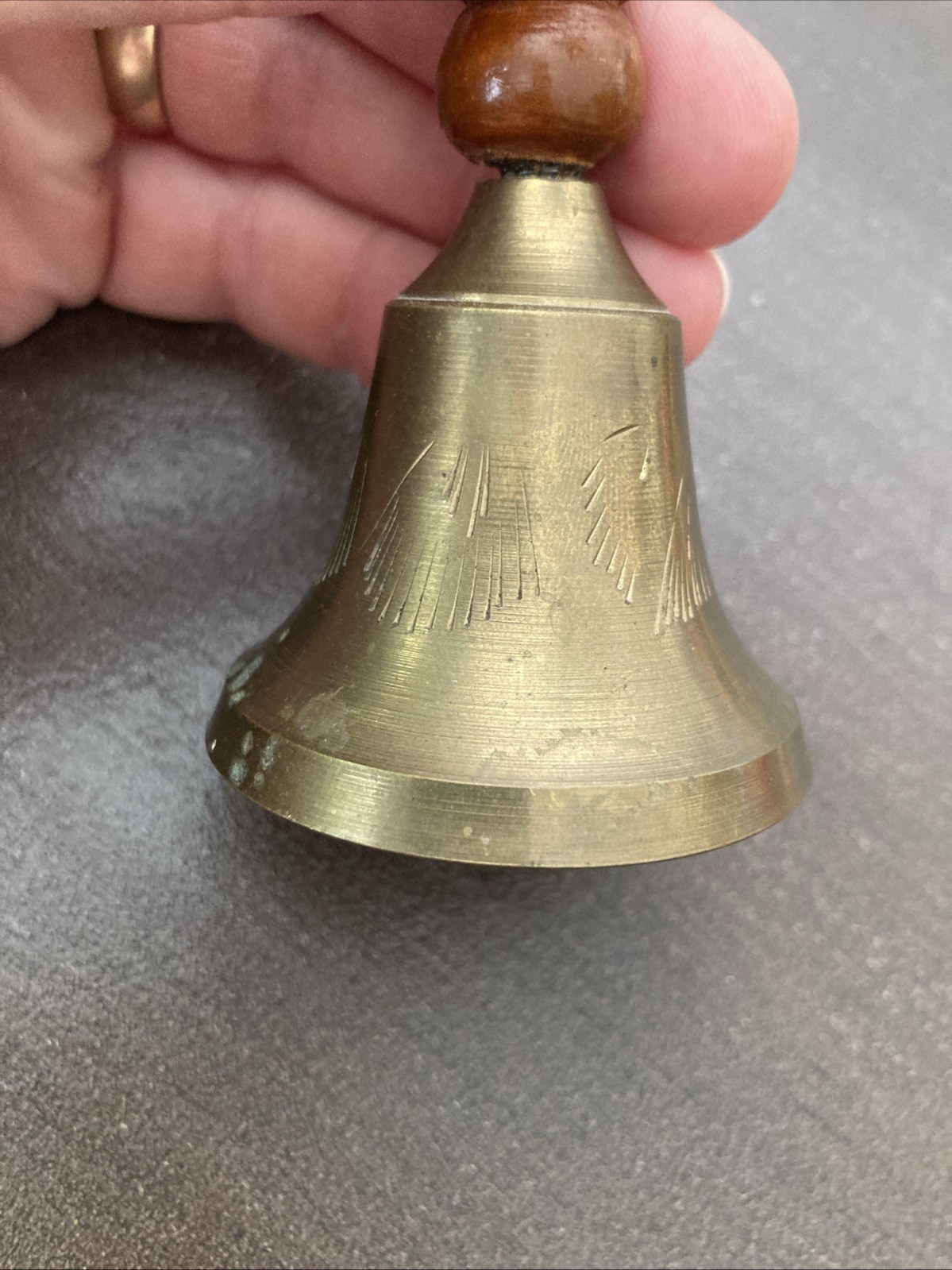 Vintage Made In India Brass 6” Bell With Wooden Handle GREAT COLLECTIBLE ITEM