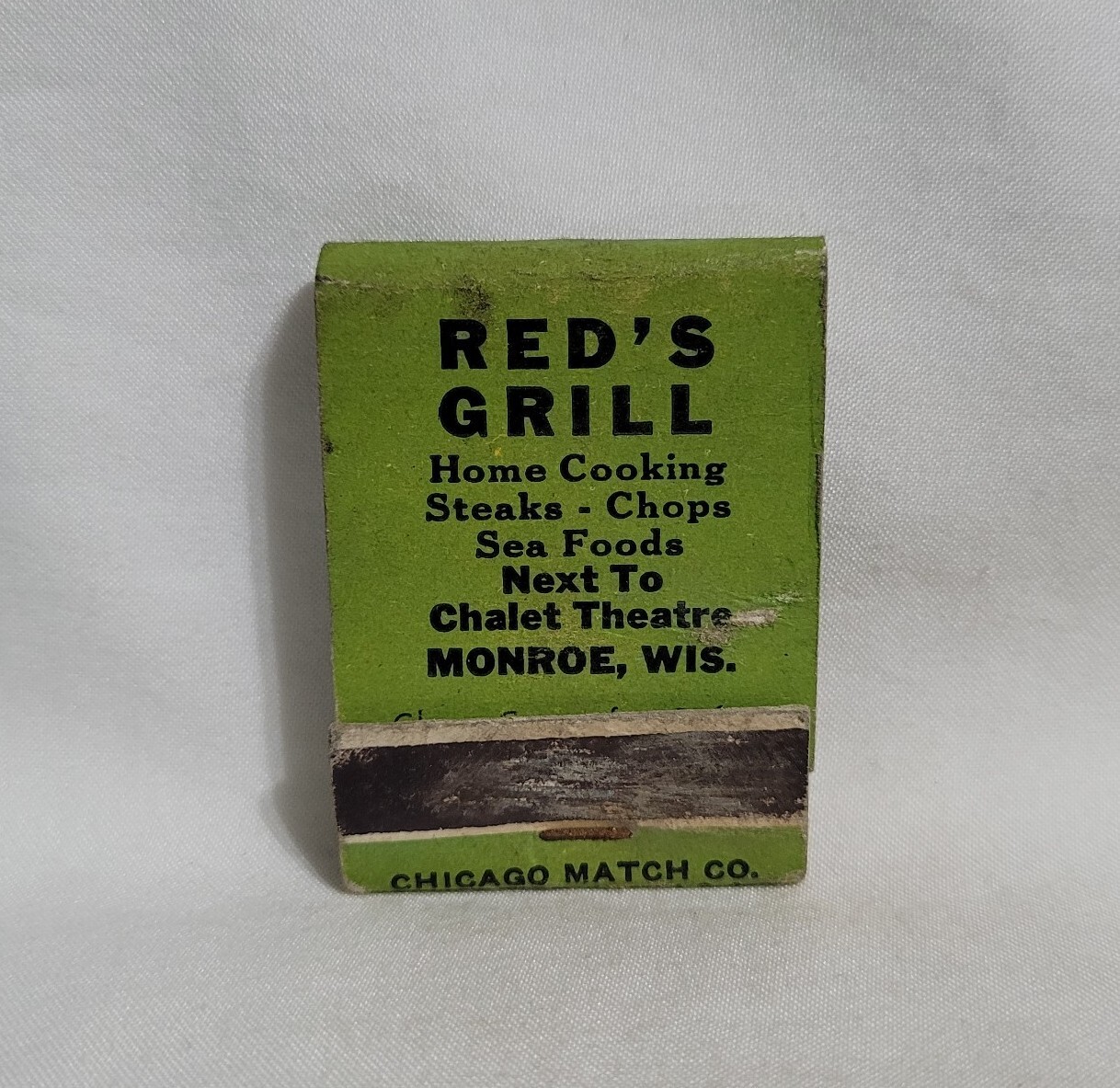 Vintage Matchbook Cover Red’s Grill Restaurant Girl Monroe Wisconsin Advertising